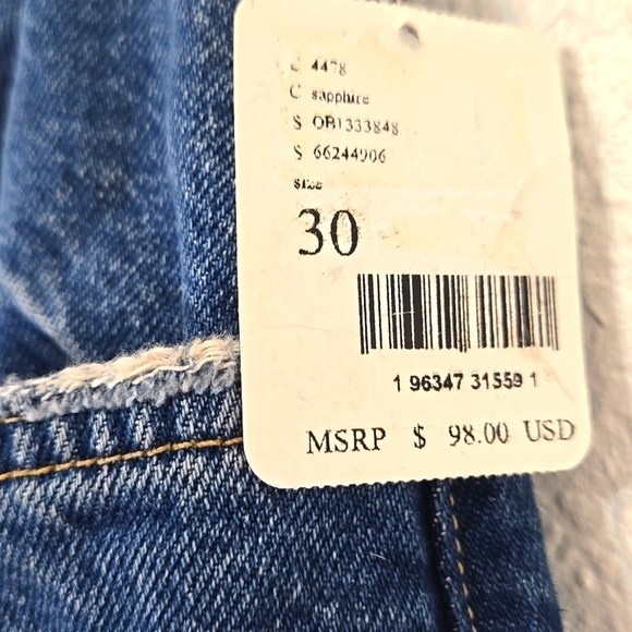 *NWT* Free People The Lasso High-Rise Button Fly Ripped Knee Straight Leg, 30 - Picture 5 of 9